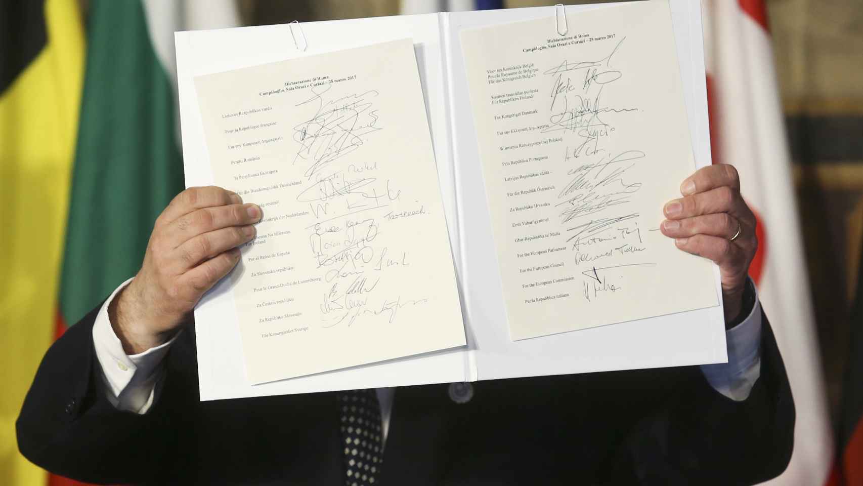 Las firmas de los líderes de la UE en la declaración de Roma