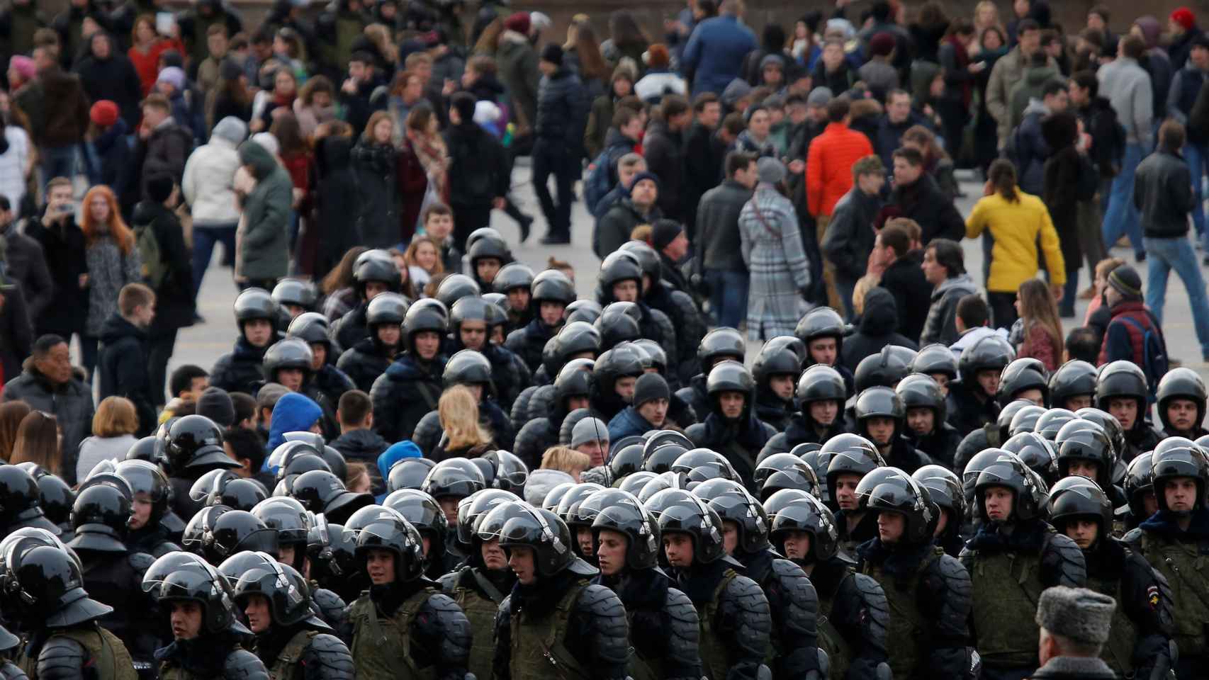Despliegue policial para contener las protestas de este domingo en Rusia