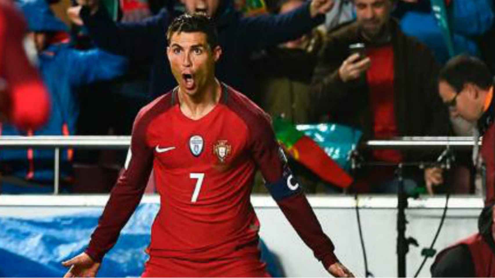 Cristiano celebrando un gol frente a Hungría
