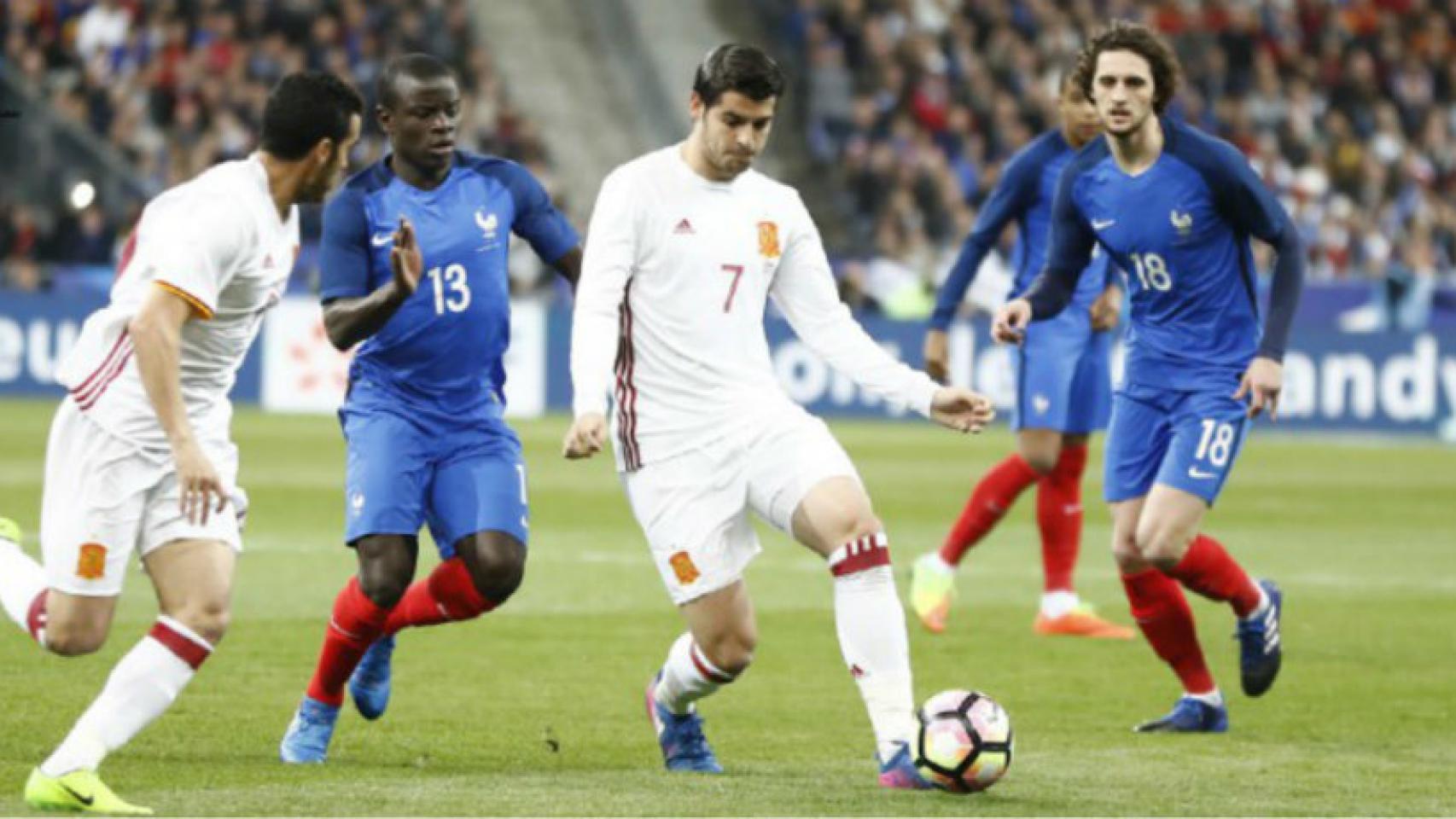 Morata durante el amistoso frente a Francia. Foto: Web (sefutbol.com)
