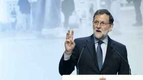 El presidente del Gobierno, Mariano Rajoy, en el Palau de Congresos de Cataluña.