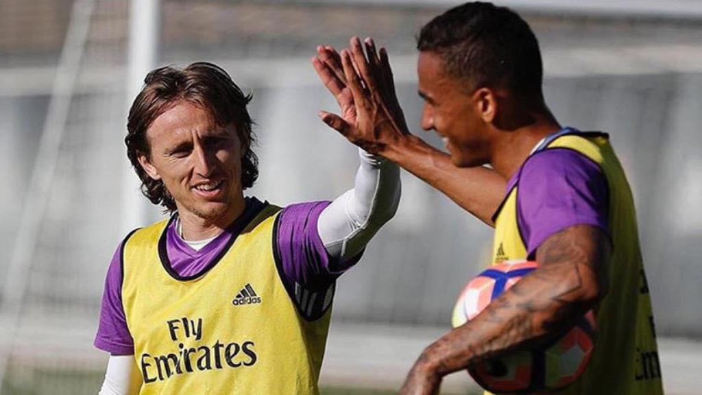 Danilo y Modric en un entrenamiento