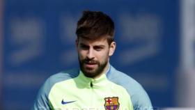 Piqué en un entrenamiento con el Barça. Foto. fcbarcelona.es