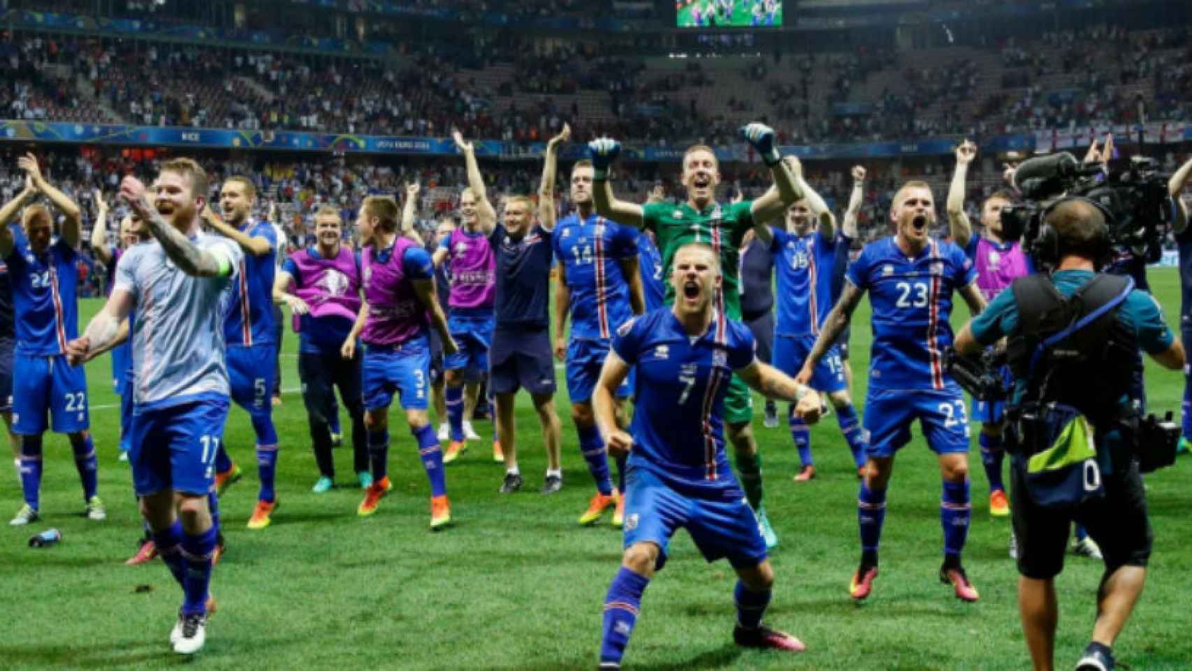 Celebración de Islandia. Fuente: twitter: @footballiceland
