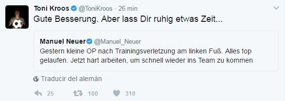 Kroos bromea con la lesión de Neuer: Tómatelo con calma