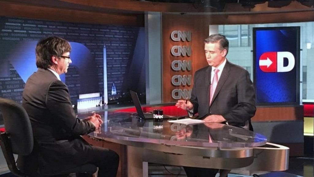 Puigdemont durante su entrevista en la CNN.