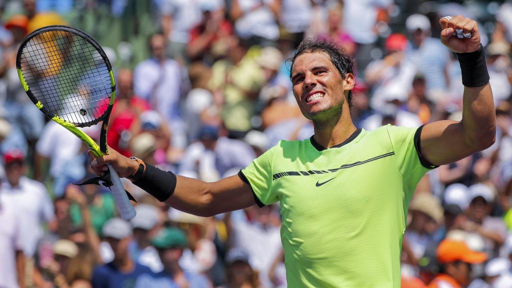 Nadal, celebrando su pase a la final del torneo de Miami