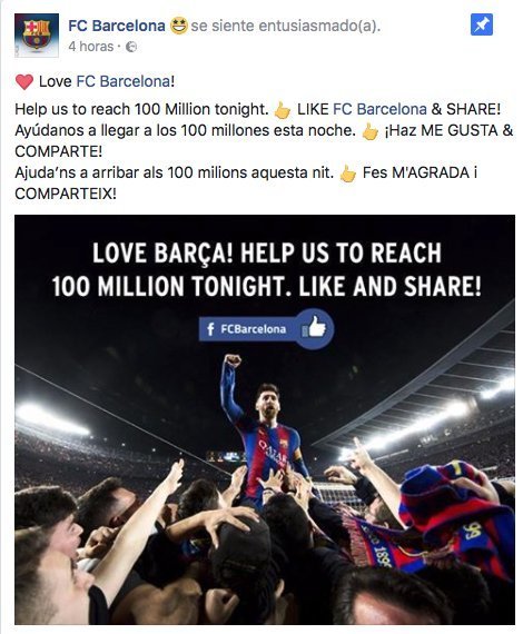 Petición del Barcelona en Facebook
