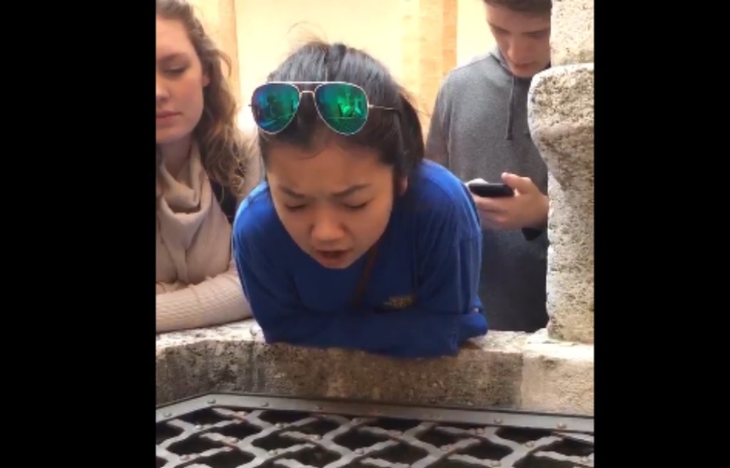 Captura del vídeo en el que la joven de 17 canta frente al pozo