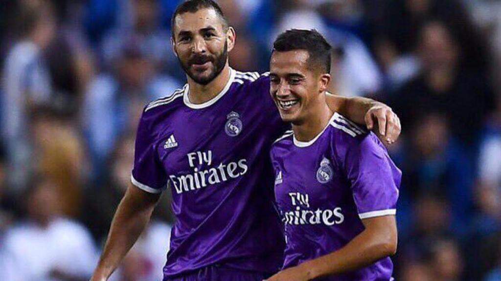 Benzema y Lucas Vázquez en un partido con el Real Madrid. Foto: Twitter (@Lucasvazquez91)