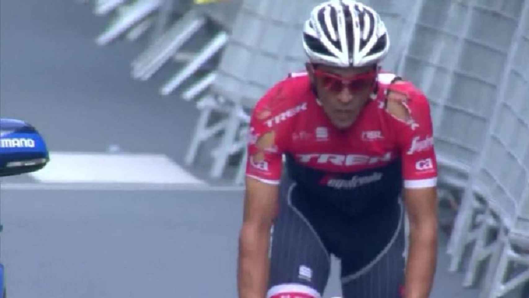 Alberto Contador al finalizar la etapa.