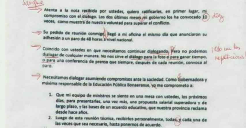 Imagen de la carta compartida por la Central de Trabajadores de la Argentina