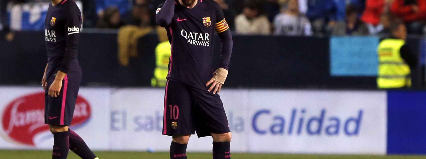Messi tras el gol del Málaga.