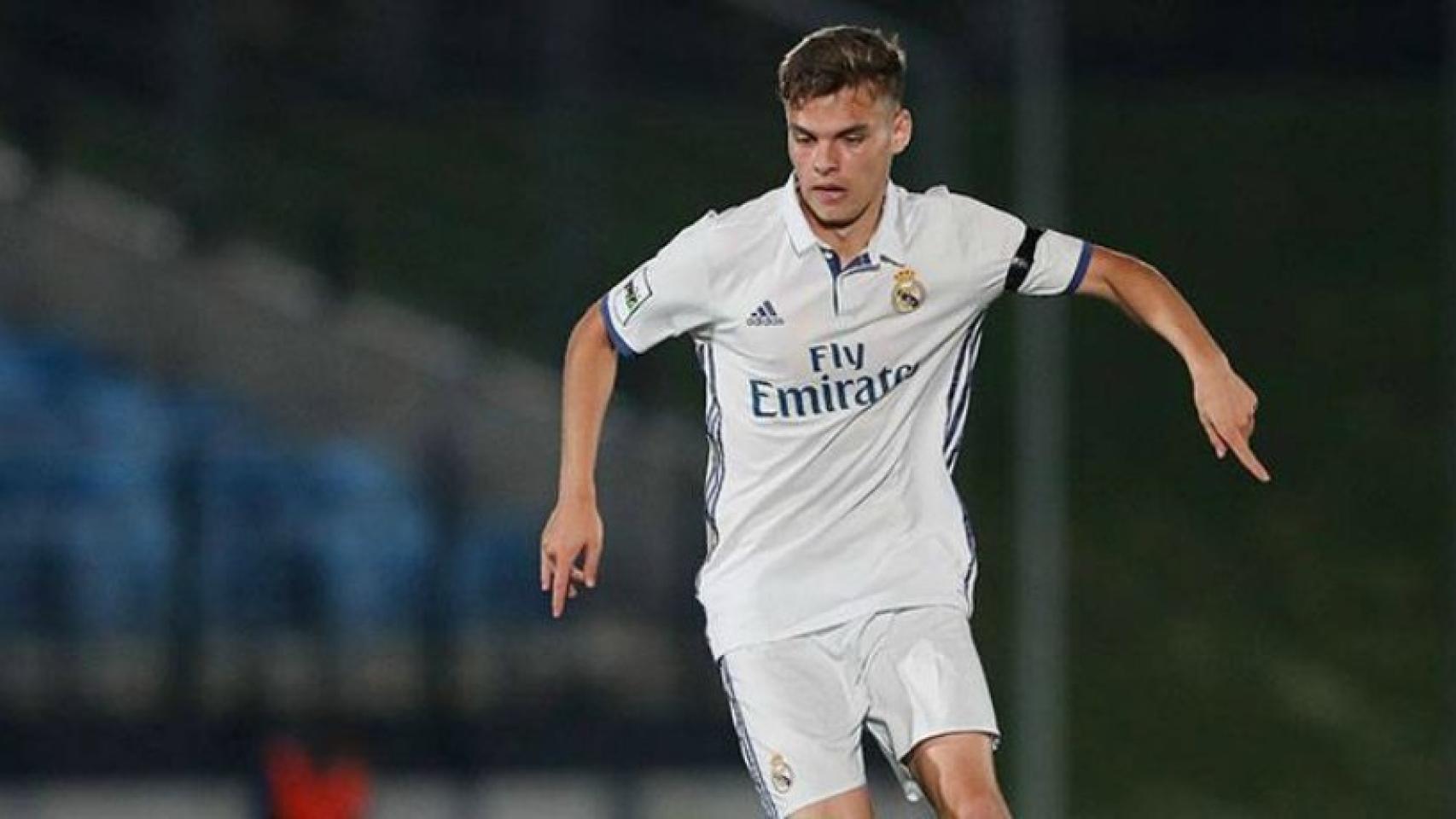 Febas en el partido con el Real Madrid Castilla.