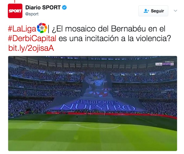 Sport hace el ridículo criticando el tifo del Bernabéu