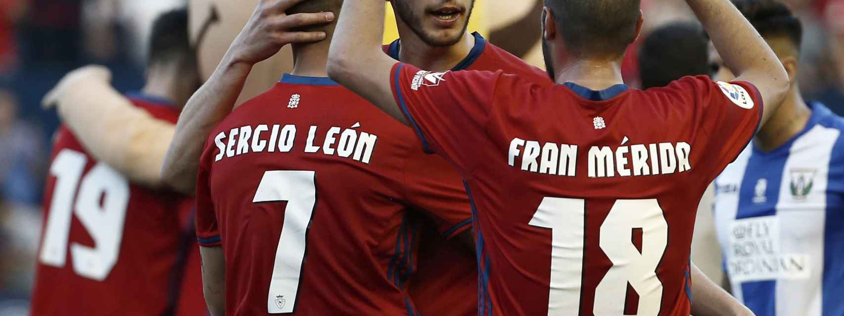 Los jugadores de Osasuna en el partido contra el Leganés.