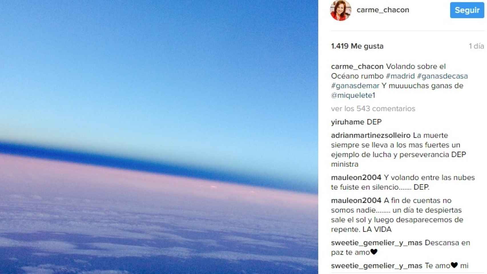 Último mensaje en Instagram de Carme Chacón