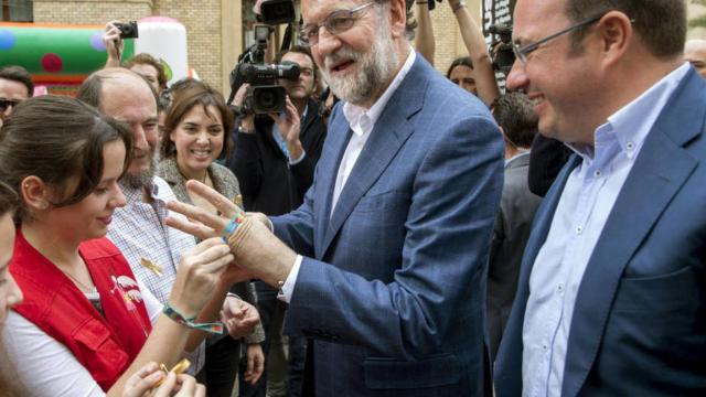 Mariano Rajoy con el presidente de Murcia, Pedro Antonio Sánchez.