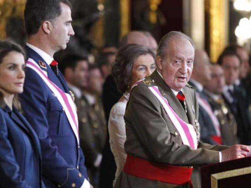 Juan Carlos I pronuncia su discurso en la Pascua Militar de 2014.