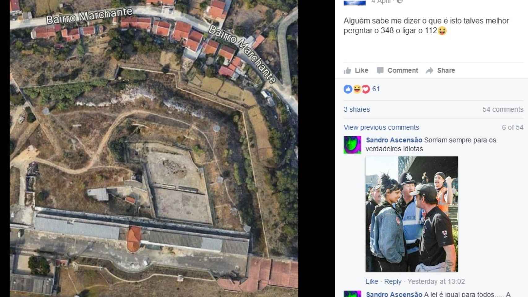 Post de Facebook en el que 'Jeki' se mofa de las autoridades y pregunta si alguien sabe qué es el sitio que aparece en el mapa.