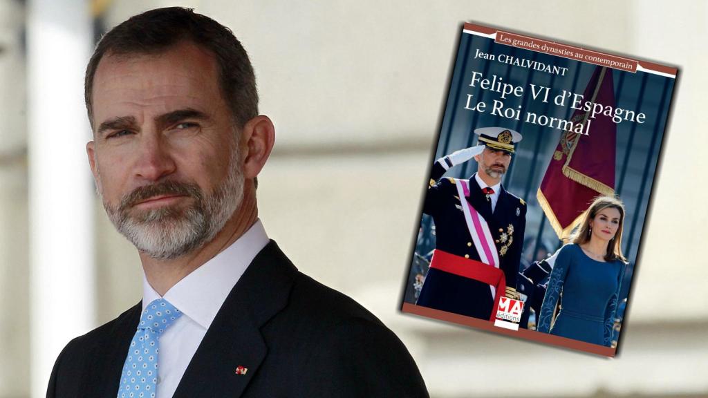 El rey Felipe y la portada del libro en un montaje hecho por JALEOS.