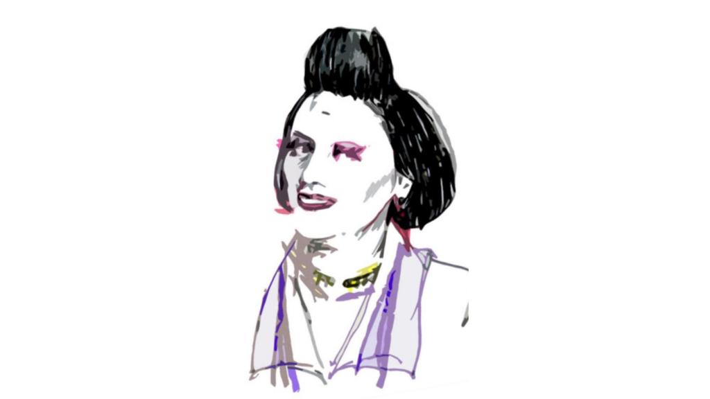 Ilustración de Suzy Menkes por Benjamin Seidler para el periódico Herald Tribune.