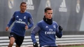 Lucas Vázquez y Danilo en el entrenamiento