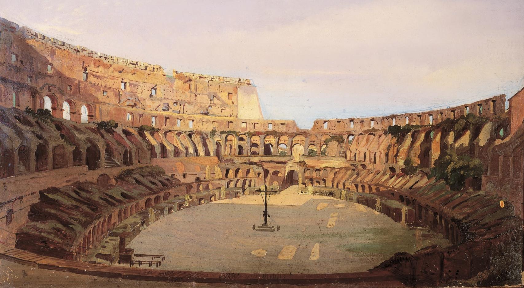 Ippolito Caffi. Interior del Coliseo (1857).