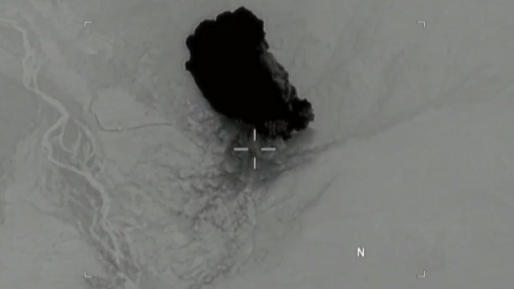 Captura de pantalla del vídeo del bombardeo sobre Afganistán.