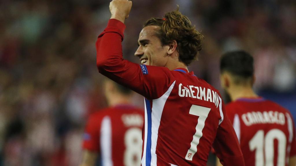 Griezmann celebra un gol contra el Leicester.