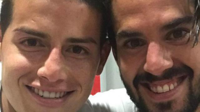 James e Isco tras la victoria frente al Sporting   Foto: Twitter (@jamesrodriguez)