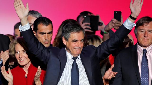 Fillon, tras finalizar un mitín