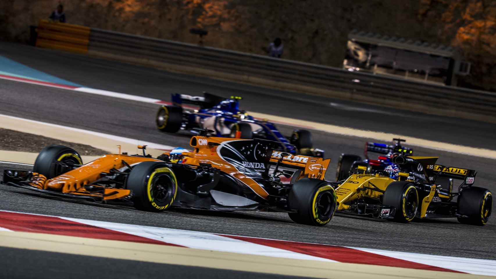 Alonso durante el Gran Premio de Bahrein.