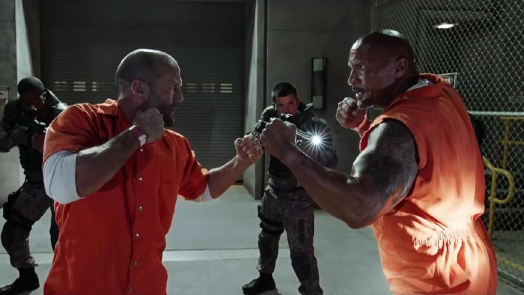 Jason Statham y The Rock en la película.