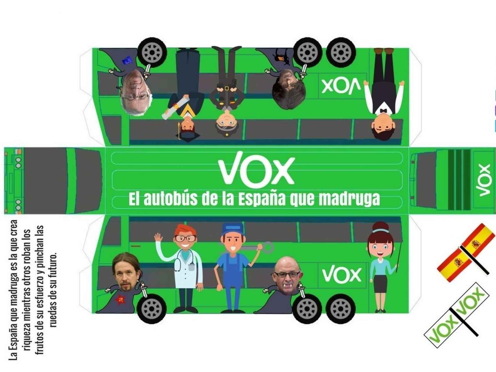 Vista general del autobús recortable de Vox.