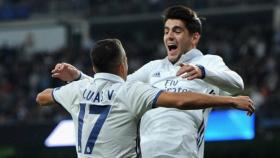 Lucas Vázquez y Morata celebrando un gol. Foto. Twitter. (@lucasvazquez91)