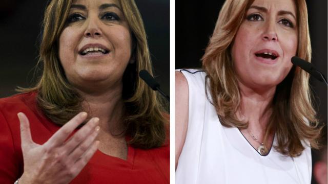 El antes y el después de Susana Díaz. Entre estas dos imágenes hay solo dos meses (Febrero - Abril)