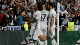 Marcelo celebra el gol de Cristiano