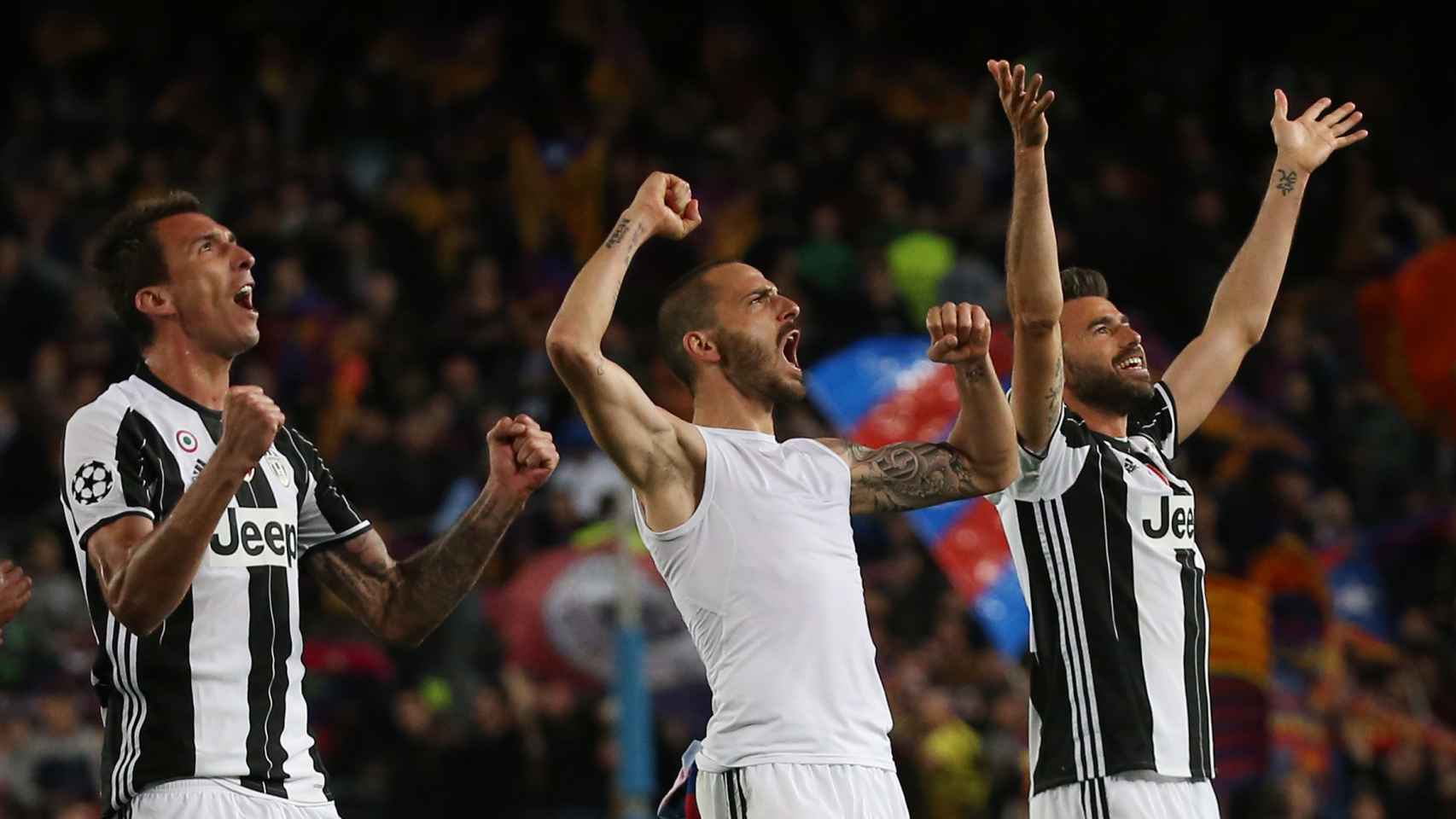 Los jugadores de la Juventus celebran el pase a las semifinales.