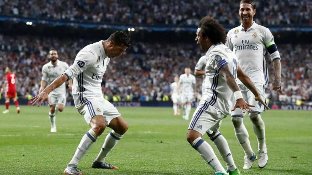 Cristiano celebra con Marcelo