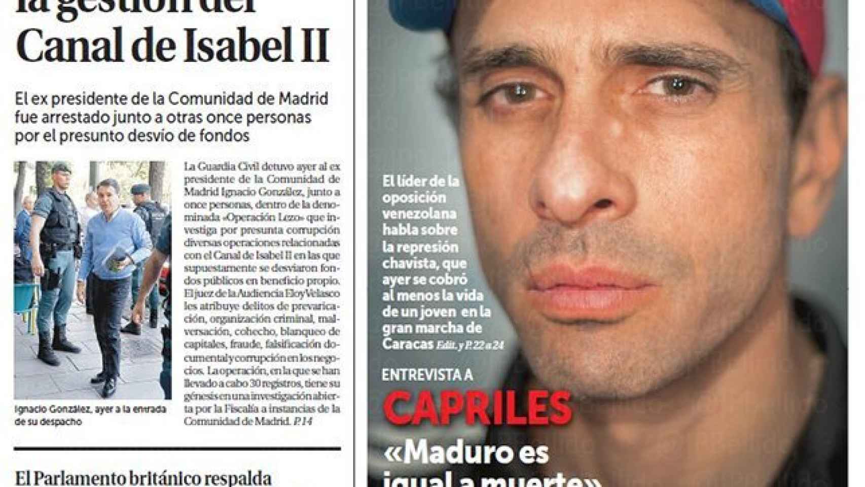 La portada de este jueves del diario 'La Razón'.