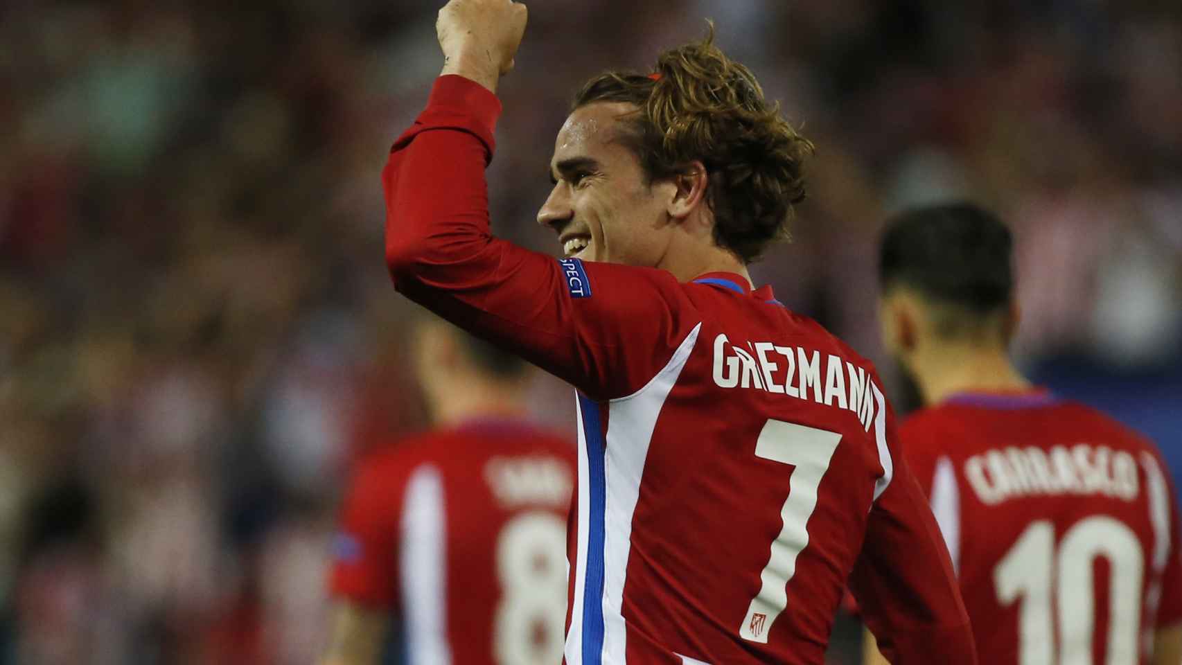 Griezmann celebra un gol con Atlético.