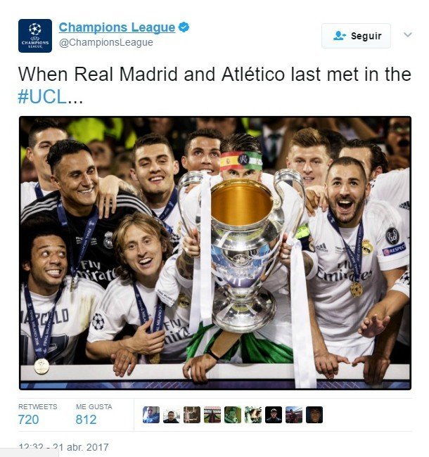 Trolleo de la UEFA al Atleti en las redes sociales