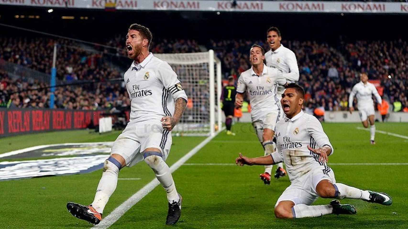 Ramos celebra su gol en El Clásico