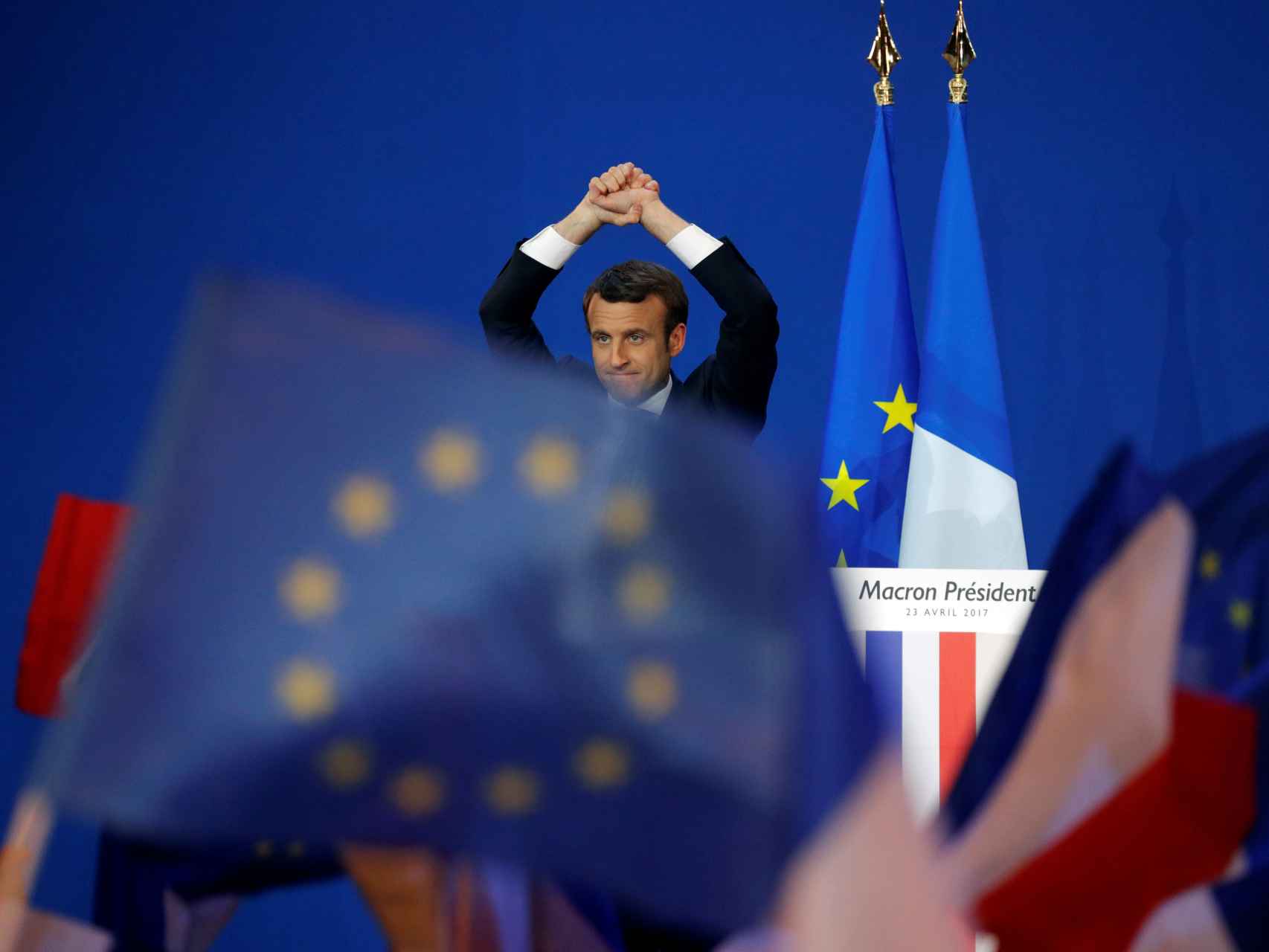 Emmanuel Macron, tras conocer su pase a segunda vuelta.