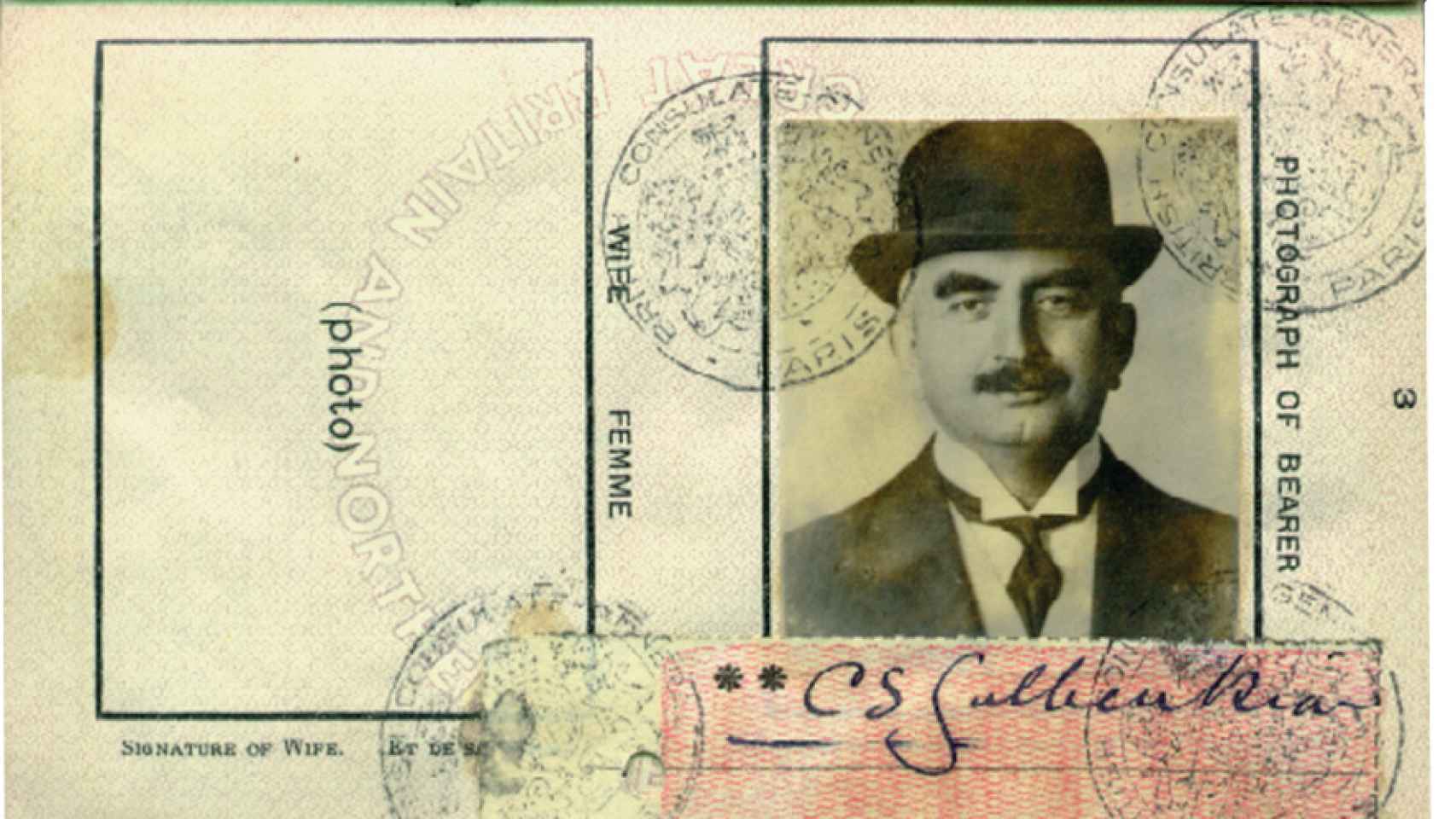 Pasaporte de Calouste Gulbenkian.