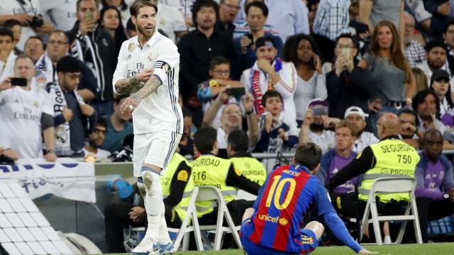 Sergio Ramos, tras ser expulsado en el Clásico.