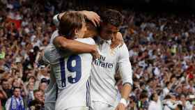 El Real Madrid celebra un gol de Casemiro