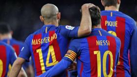 Messi y Mascherano celebran un gol ante el Osasuna   Foto: fcbarcelona.es