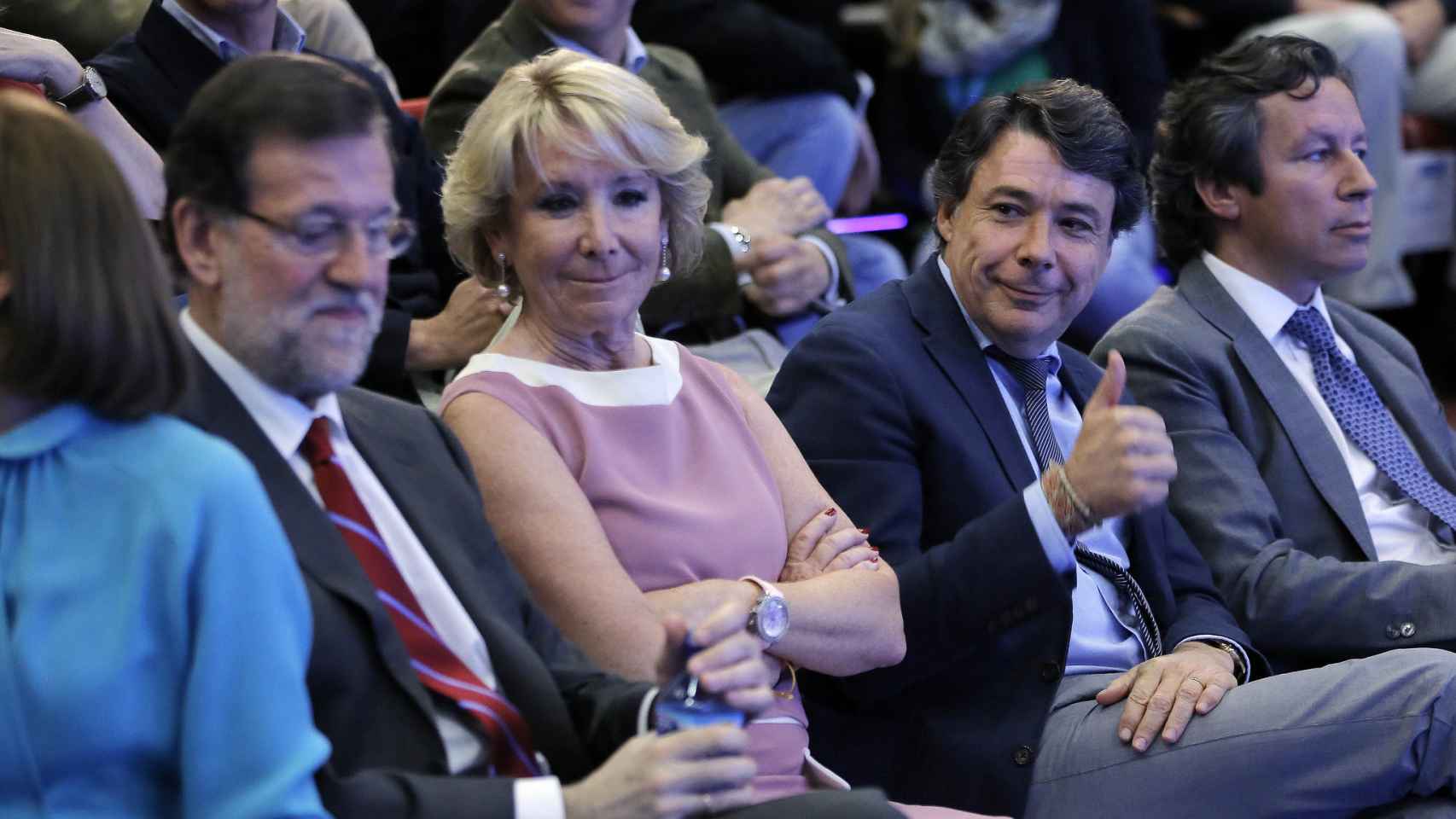 Mariano Rajoy, Esperanza Aguirre, Ignacio González y Carlos Floriano en un acto en 2014.
